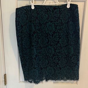 Lace Overlay Pencil Skirt in Dark Teal banana republic bnwt size 14